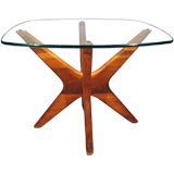 Pair of  Walnut Sidetables with Glass Tops by Adrian Pearsall