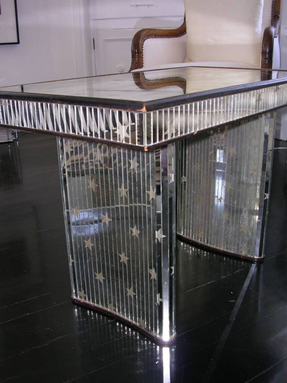Glass Vintage Italian Mirrored Table with Stars