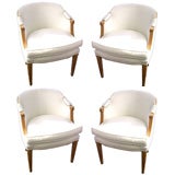 Set of 4 French Barrel Dining/Occasional Armchairs