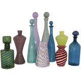 A Collection of Striped Murano Decanters & Vases