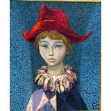 Vintage Harlequin Oil Painting by Vicente Sandoval