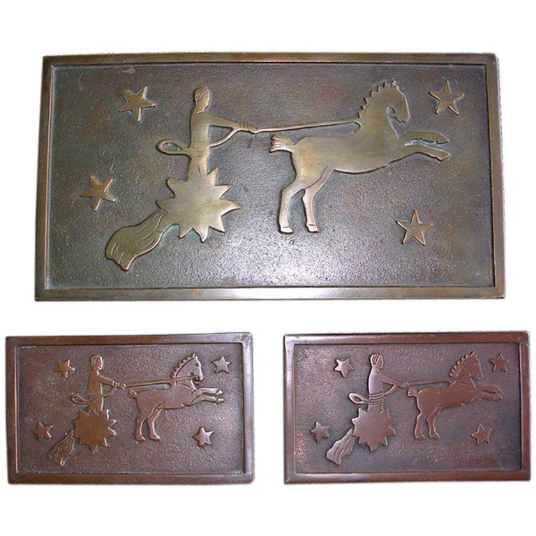 Three Astrological Bronze Boxes by E Dragsted