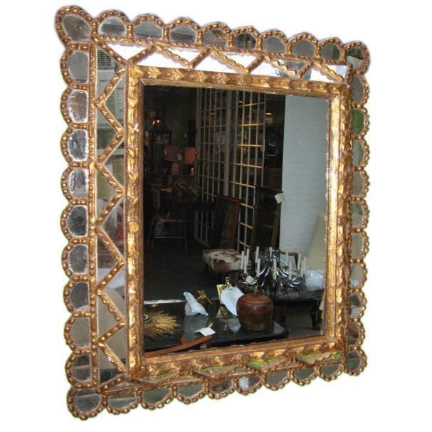 Hand Carved Sunburst Gilt Rectangular Mirror