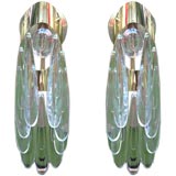 Pair of Brass and Crystal Sciolari Teardrop Sconces
