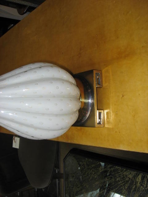 White Murano Lamp with Greek Key Base