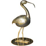 Vintage Brass Ibis Bird Figurine with Emu Egg Body