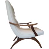 Faux Leather Scoop/ Lounge Chair in the style of Milo Baughman