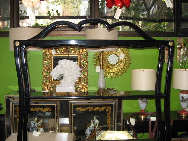 Jansen Black Lacquer Bookcase, signed