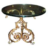Gold Tole and Glass Side Table