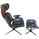 Black Leather Lounge Chair by Plycraft