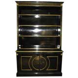 Jansen Black Lacquer Bookcase, stamped
