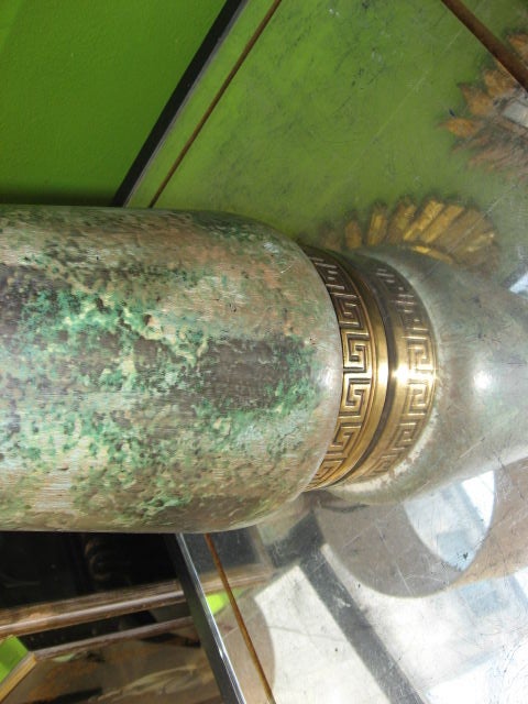 Large Pottery Table Lamp with Greek key detail
