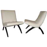 Pair of Scoop Chairs with Ebonized Legs Pair of Scoop Chairs with Ebonized Legs