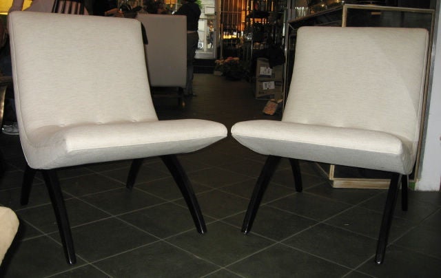 Pair of Scoop Chairs with Ebonized Legs