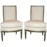 Pair of Painted  Maison Jansen Slipper Chairs