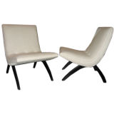 Pair of Scoop Chairs with Ebonized Legs Pair of Scoop Chairs with Ebonized Legs