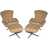 Vintage Pair of "Egg" Chair(s) with Ottomans