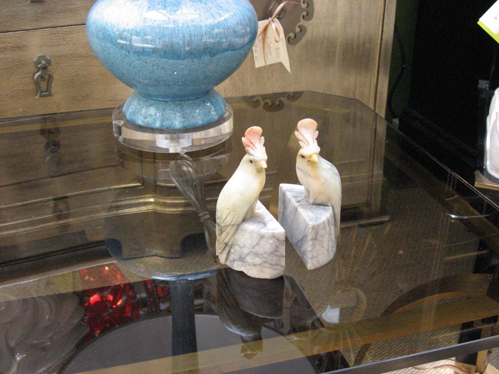 alabaster parrot bookends
