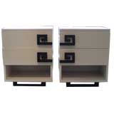 Pair of Laquer night stands, signed