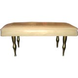 Faux Leather Bench with Embossed Lotus Flower