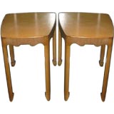 Pair of  Side Tables with Fruitwood an Leather Tops by Kittinger