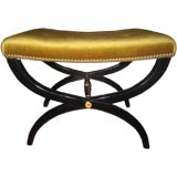 Jansen Black Lacquer Bench with Mohair Tufted Seat