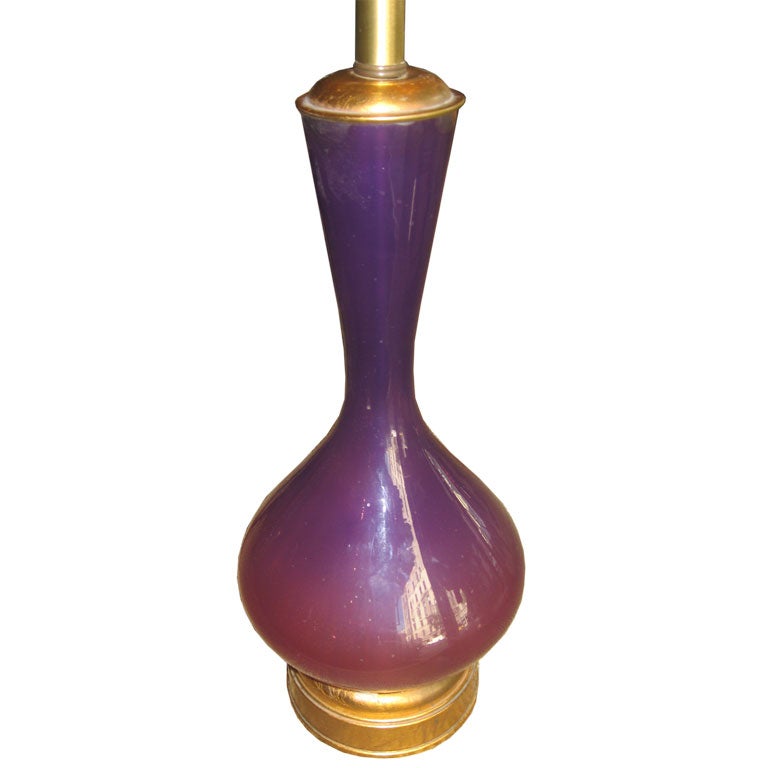 Purple Blown Glass Table Lamp with Gold Leaf by Frederick Cooper