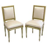 Pair of Petite Jansen Painted Wood and Gilt Chairs