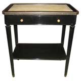 Jansen Ebonized Side Table with Ivory Embossed Leather Top