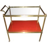 Brass and Red Leather 2-Tiered Barcart