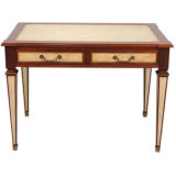 Maison Jansen Writing Table with Cream Leather Top and Parchment