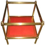Brass and Red Leather Side Table
