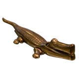 Large Brass Alligator Nutcracker