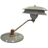 Gray Enamel and Brass Table or Desk Lamp Gray Enamel and Brass Table or Desk Lamp