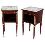Jansen Mahogany and Gilt Mirrored Top Sidetables. Stamped