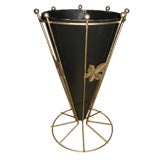 Black Tole Umbrella Stand with Leaf Detail
