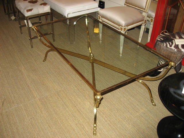 Rams Head Hooved Brass Coffee Table, Style of Jansen
