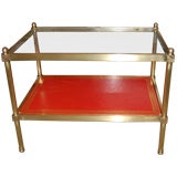 Vintage Brass and Red Leather Occasional Table/Coffee Table