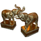 Brass Elephant Bookends With Greek Key Detail