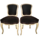 Pair of Maison Jansen Brown Velvet Boudoir/ Side Chairs