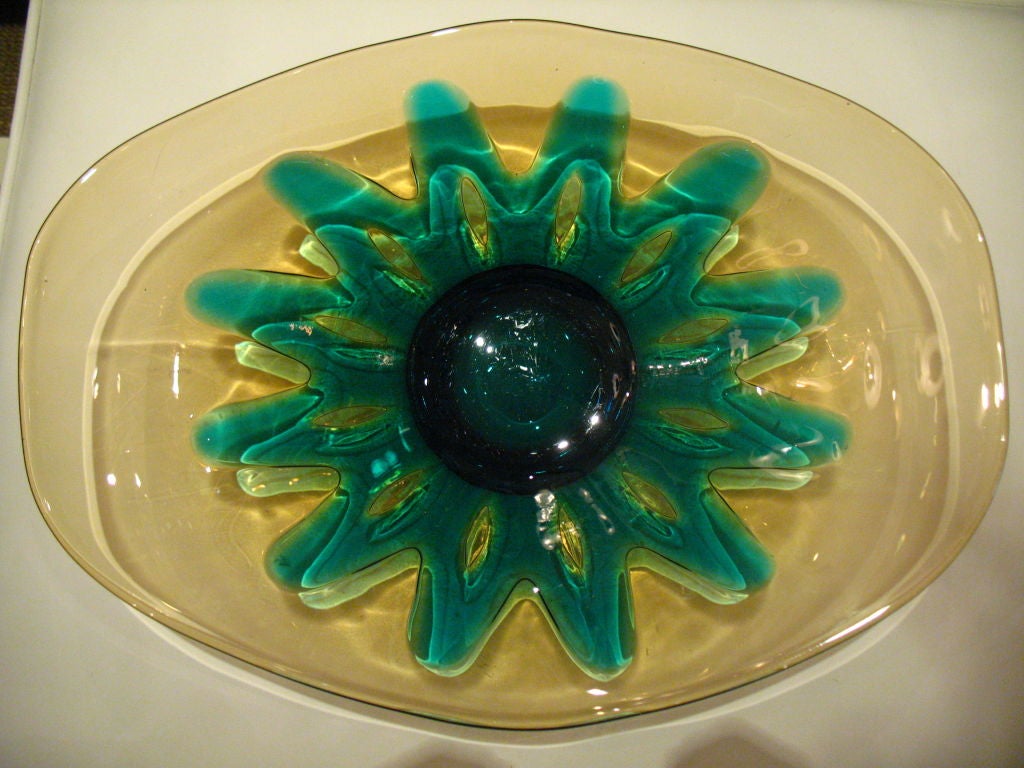 1960's Turquoise Bowl by Fostoria