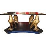 Large Square Coffee Table with Gold Stylized Falcons