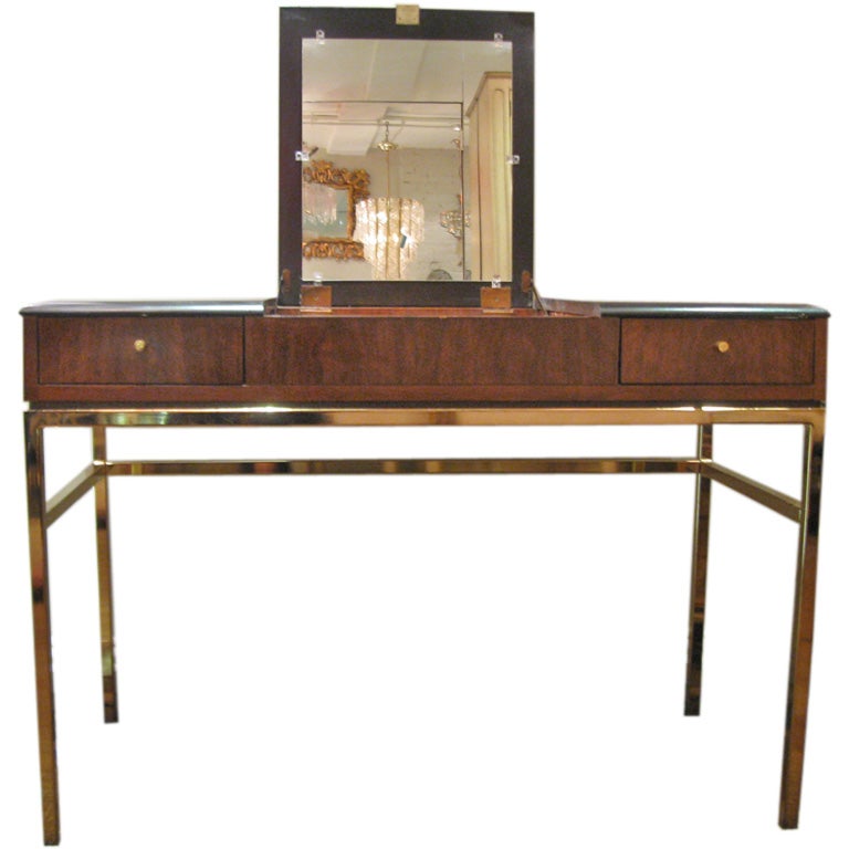 Black and Rosewood Wood Vanity / Desk, by Drexel