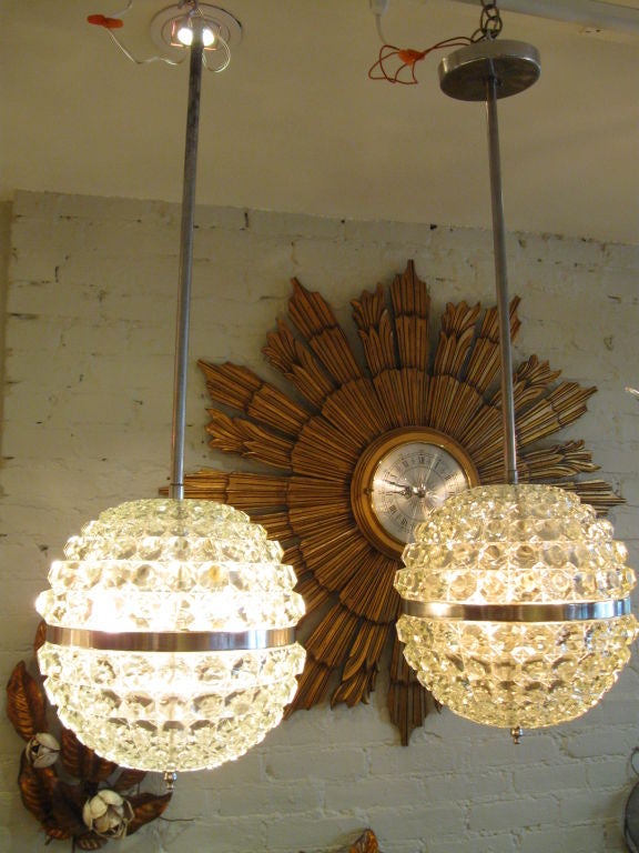 Pair of Cut Glass Globe Chandeliers (2 of 3)