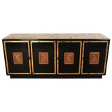 Black Lacquer Dresser Credenza With Eglomise Top