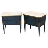 Pair of Jansen Night Stands with Marble Top - Stamped
