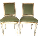 Pair of Petite Jansen Painted Wood and Gilt Chairs