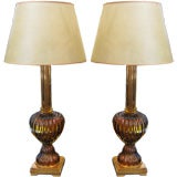 Pair of Murano Lamps with Parchment Shades