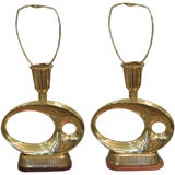 Pair of Brass Sculptural Lamps