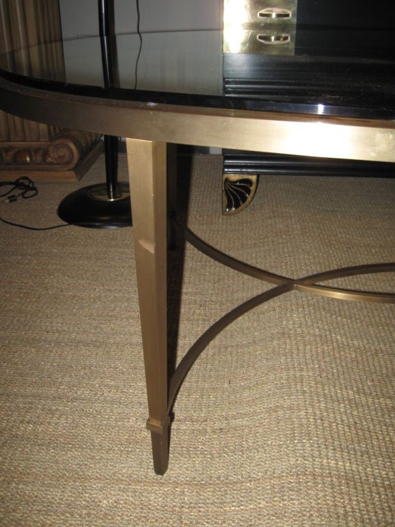 Bronze and Glass Oval Coffee Table